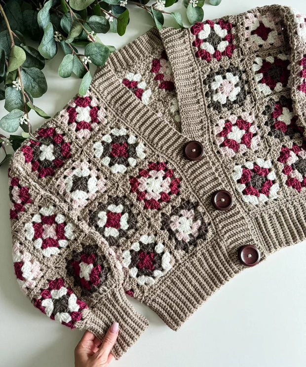 Granny Square Cardigan pdf, Cardigan with buttons Pattern