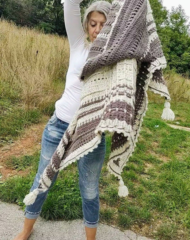 Cozy Hooded Triangle Shawl Crochet Pattern